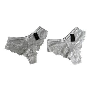 Fredericks of Hollywood Set 2  Panties‎ Womens Small Cheeky White Caroline Lace